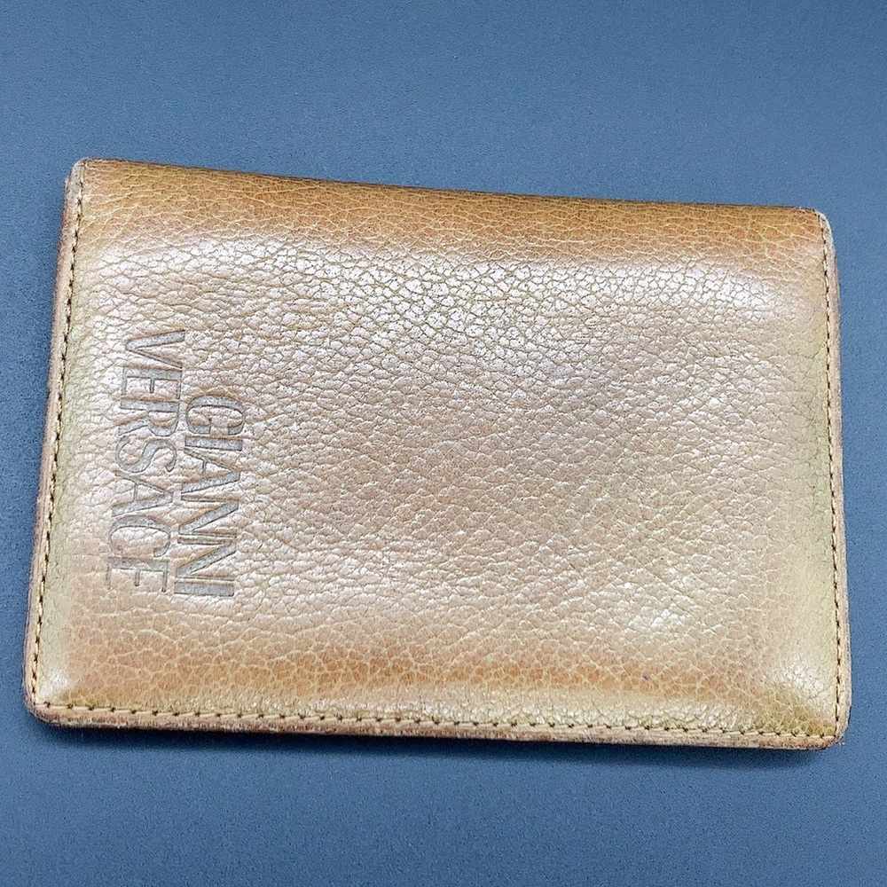 Gianni Versace Bi-fold Leather Card Case Wallet in Tan - Picture 2 of 9